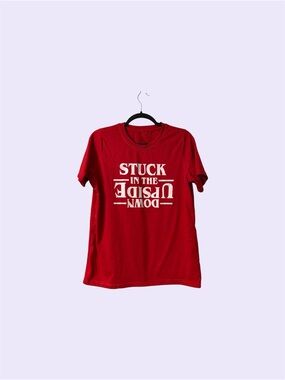 Red Graphic Crewneck T-Shirt - Stuck in the Upside Down